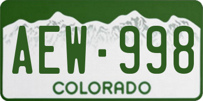 CO license plate AEW998
