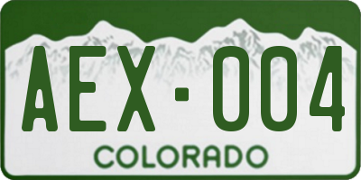 CO license plate AEX004