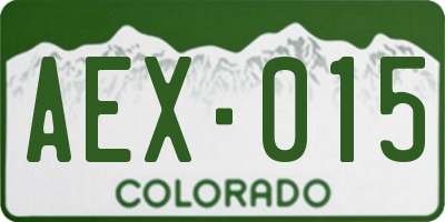 CO license plate AEX015
