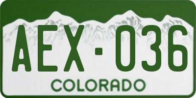 CO license plate AEX036
