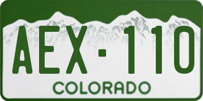 CO license plate AEX110