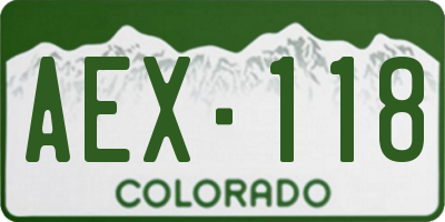 CO license plate AEX118