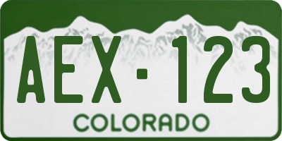 CO license plate AEX123