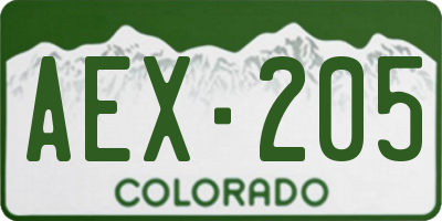 CO license plate AEX205
