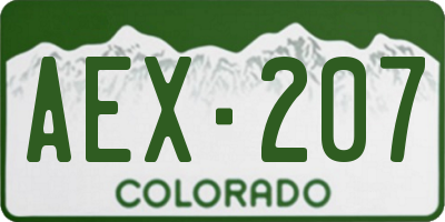 CO license plate AEX207