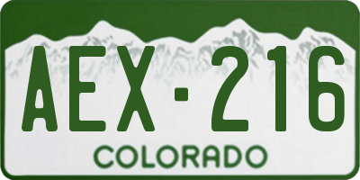 CO license plate AEX216