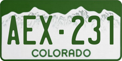 CO license plate AEX231