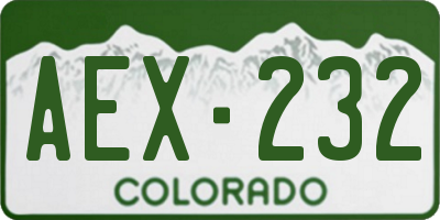 CO license plate AEX232