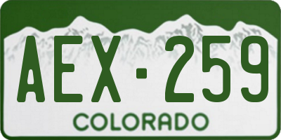 CO license plate AEX259