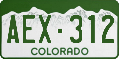 CO license plate AEX312