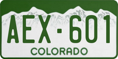 CO license plate AEX601