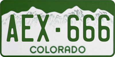 CO license plate AEX666