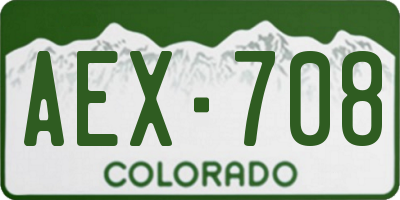 CO license plate AEX708