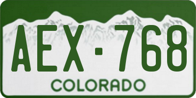 CO license plate AEX768