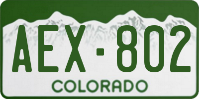 CO license plate AEX802