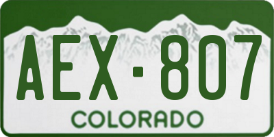 CO license plate AEX807