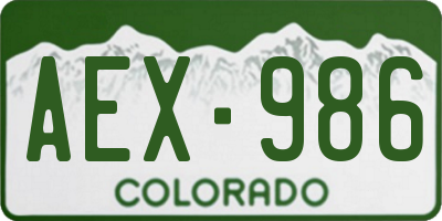 CO license plate AEX986