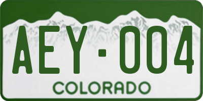 CO license plate AEY004
