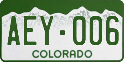 CO license plate AEY006