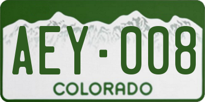 CO license plate AEY008