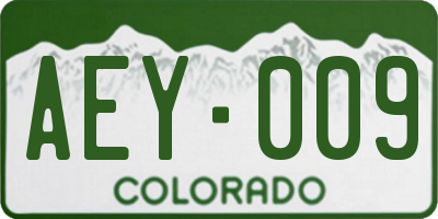 CO license plate AEY009