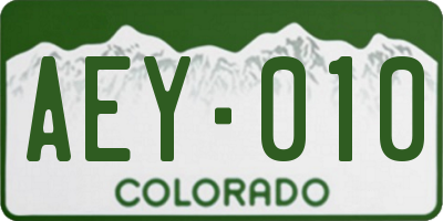CO license plate AEY010