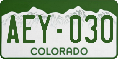 CO license plate AEY030