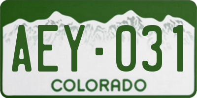 CO license plate AEY031