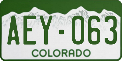 CO license plate AEY063