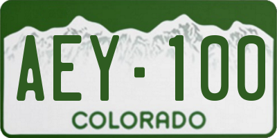 CO license plate AEY100