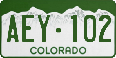 CO license plate AEY102