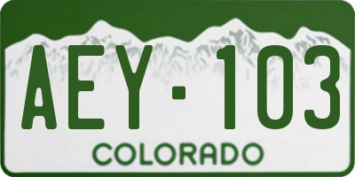 CO license plate AEY103