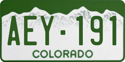 CO license plate AEY191