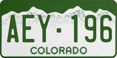 CO license plate AEY196