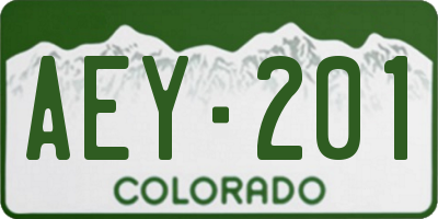CO license plate AEY201