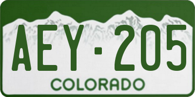 CO license plate AEY205