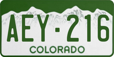 CO license plate AEY216