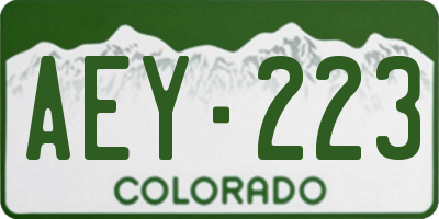 CO license plate AEY223