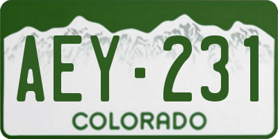 CO license plate AEY231