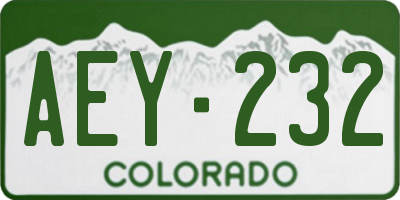 CO license plate AEY232