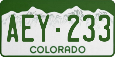 CO license plate AEY233