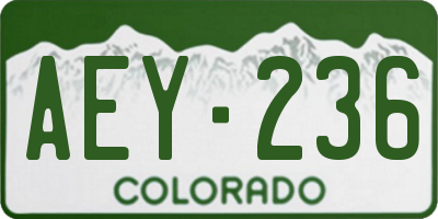 CO license plate AEY236