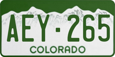 CO license plate AEY265