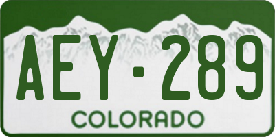 CO license plate AEY289