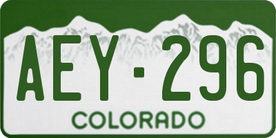 CO license plate AEY296