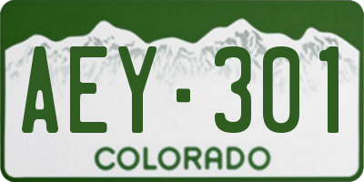 CO license plate AEY301