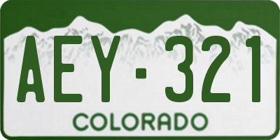 CO license plate AEY321