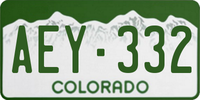 CO license plate AEY332