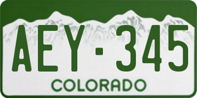 CO license plate AEY345
