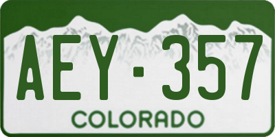 CO license plate AEY357